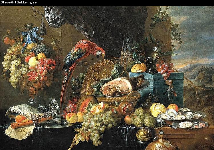 Jan Davidsz. de Heem A Richly Laid Table with Parrots